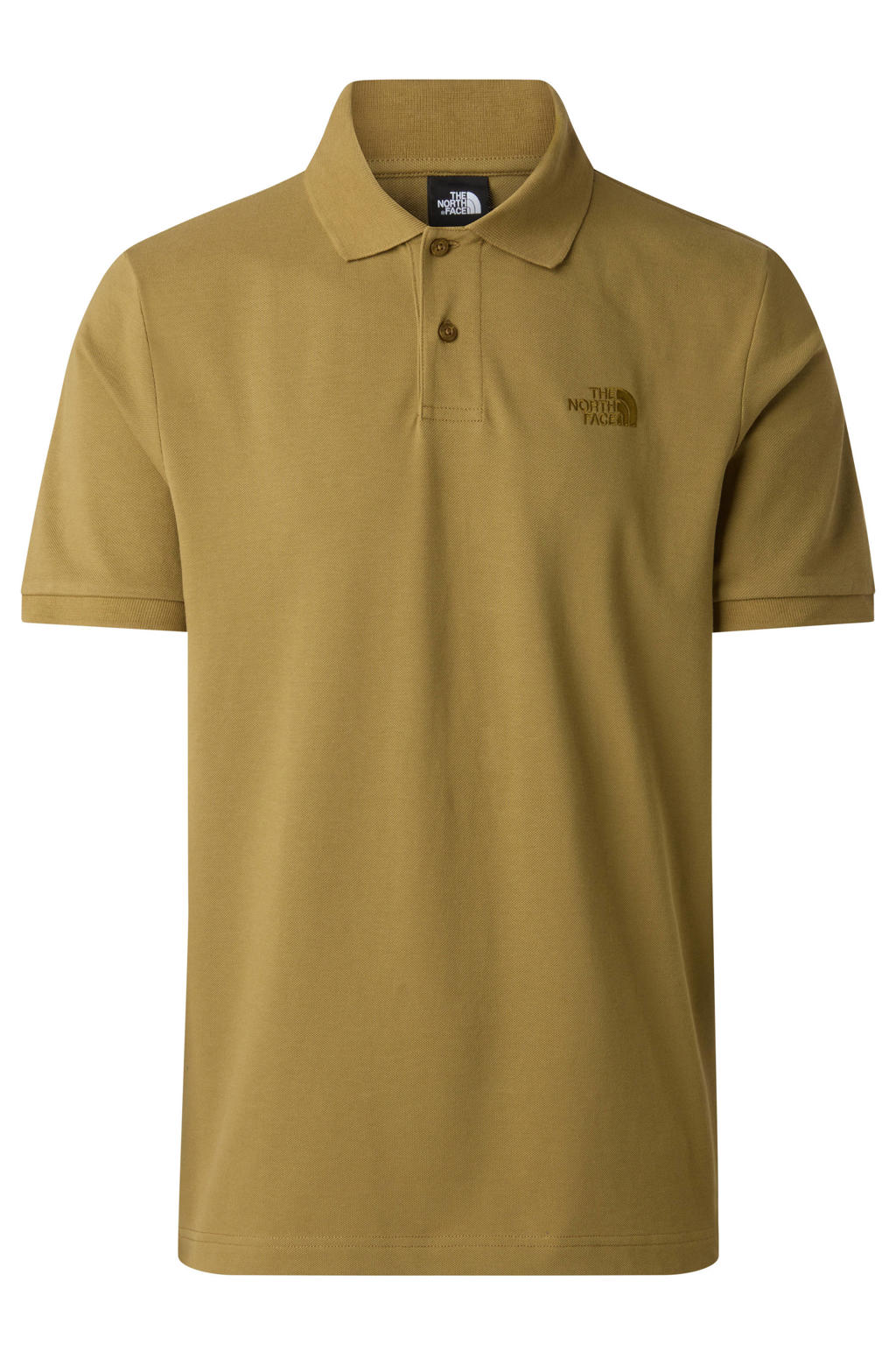 Beige heren The North Face polo van katoen met effen, korte mouwen, klassieke kraag en knoopsluiting