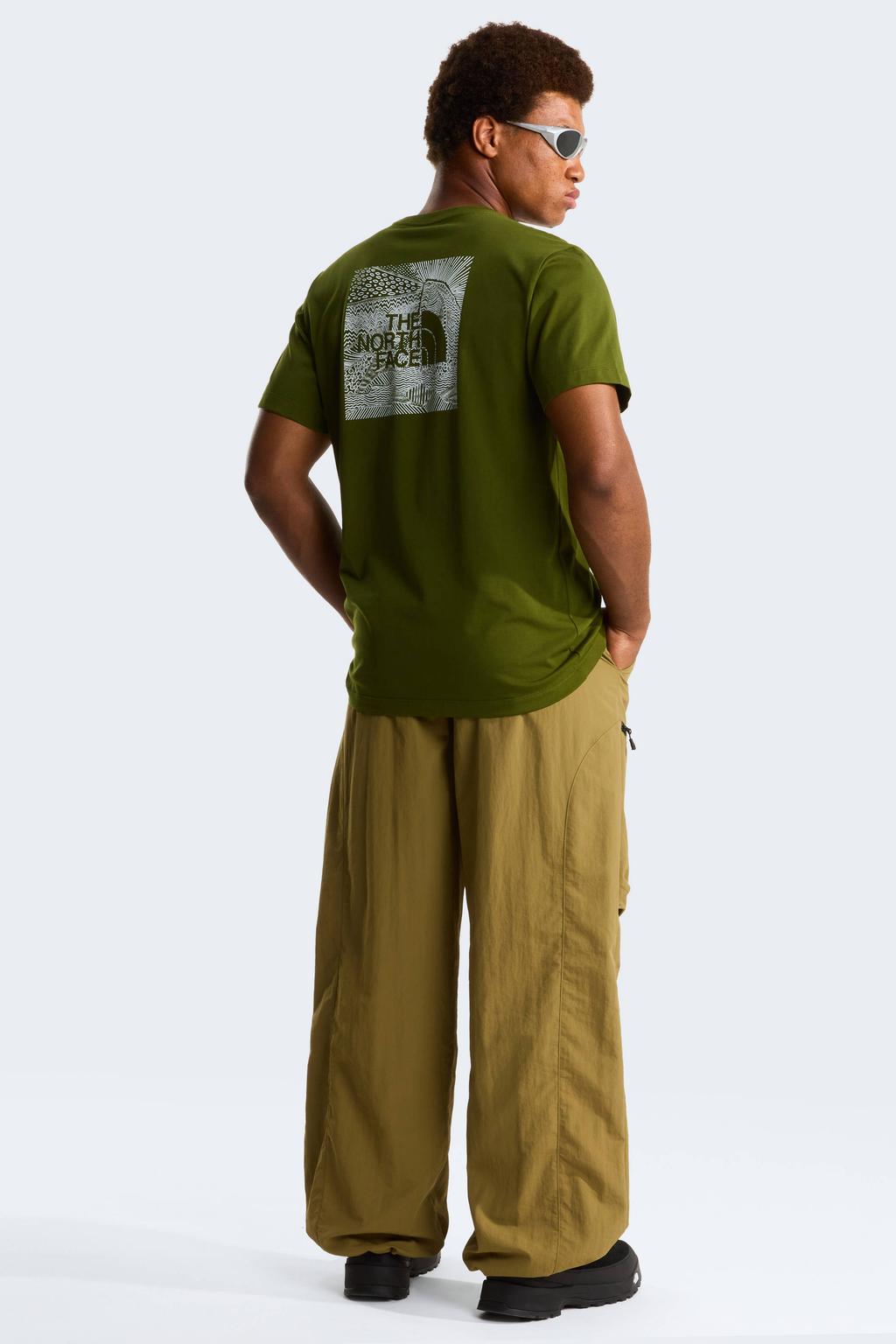 Groene heren The North Face T-shirt Box van katoen met backprint, korte mouwen en ronde hals