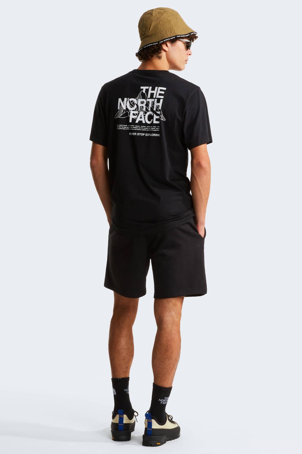 Zwarte heren The North Face T-shirt ountain Sketch van katoen met backprint, korte mouwen en ronde hals