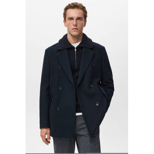 Mango Man manteljas met wol marineblauw afbeelding