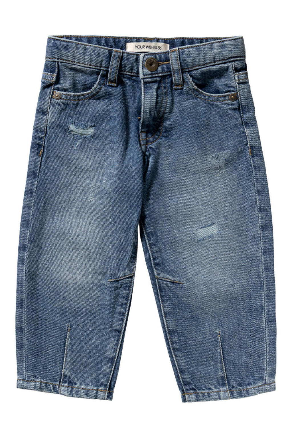 Medium blue denim meisjes Your Wishes barrel jeans middelblauw van denim met regular waist, knoopsluiting en effen