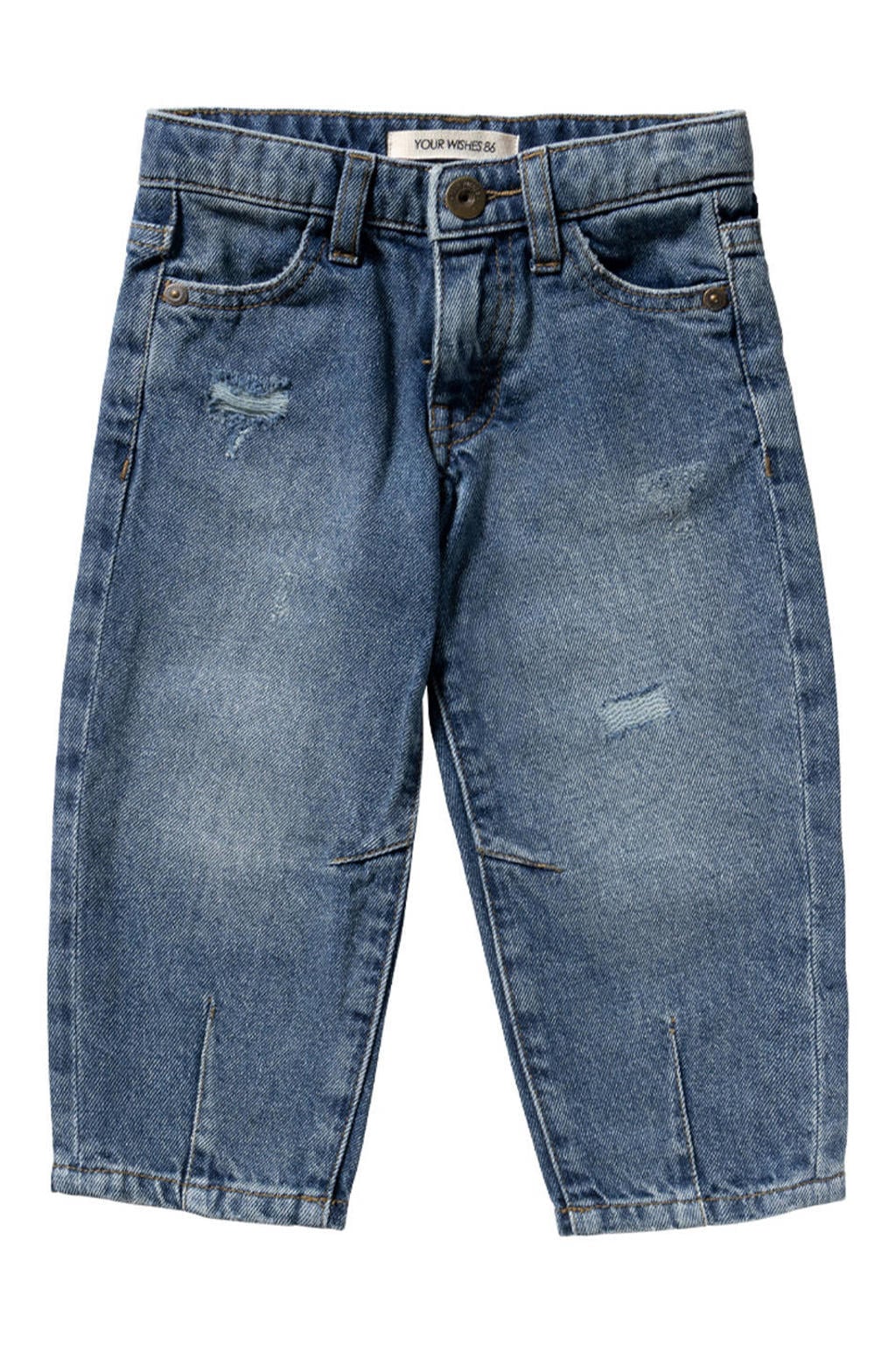 Medium blue denim meisjes Your Wishes barrel jeans middelblauw van denim met regular waist, knoopsluiting en effen
