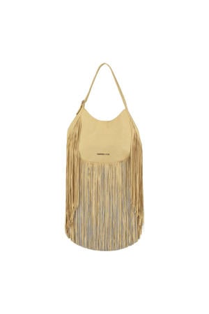 schoudertas Yuka met franjes beige