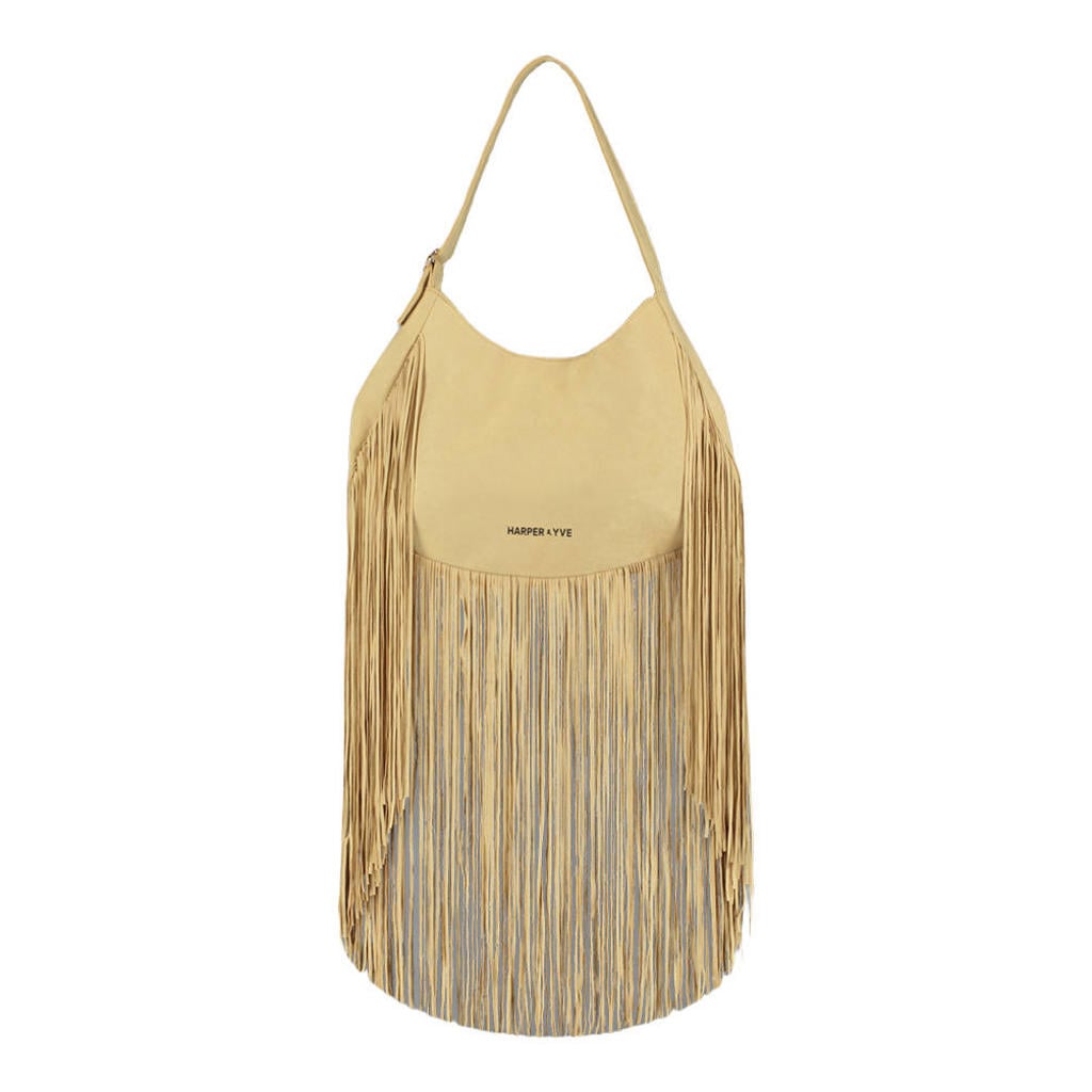 HARPER & YVE schoudertas Yuka met franjes beige