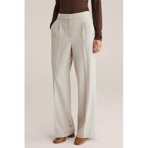 WE Fashion straight high waist broek zand afbeelding