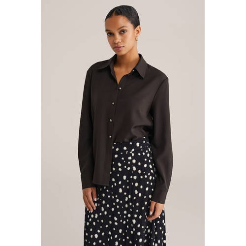 WE Fashion satijnen blouse zwart afbeelding