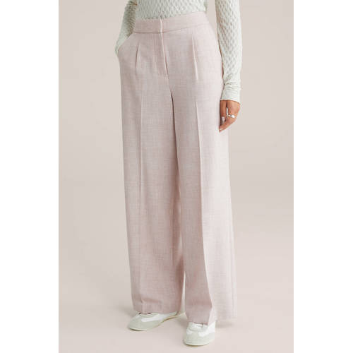 WE Fashion straight high waist broek beige afbeelding