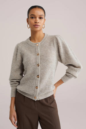 gebreid vest beige melange
