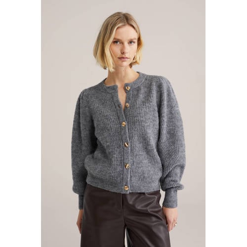 WE Fashion gebreid vest grijs afbeelding
