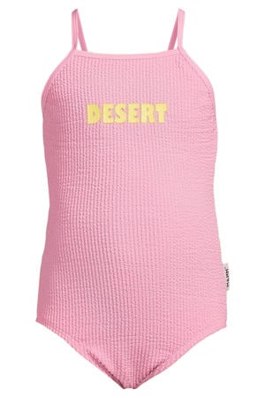 badpak met textuur en tekst roze