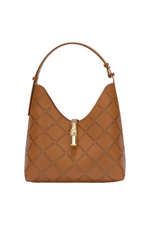 leren schoudertas Goccia M cognac