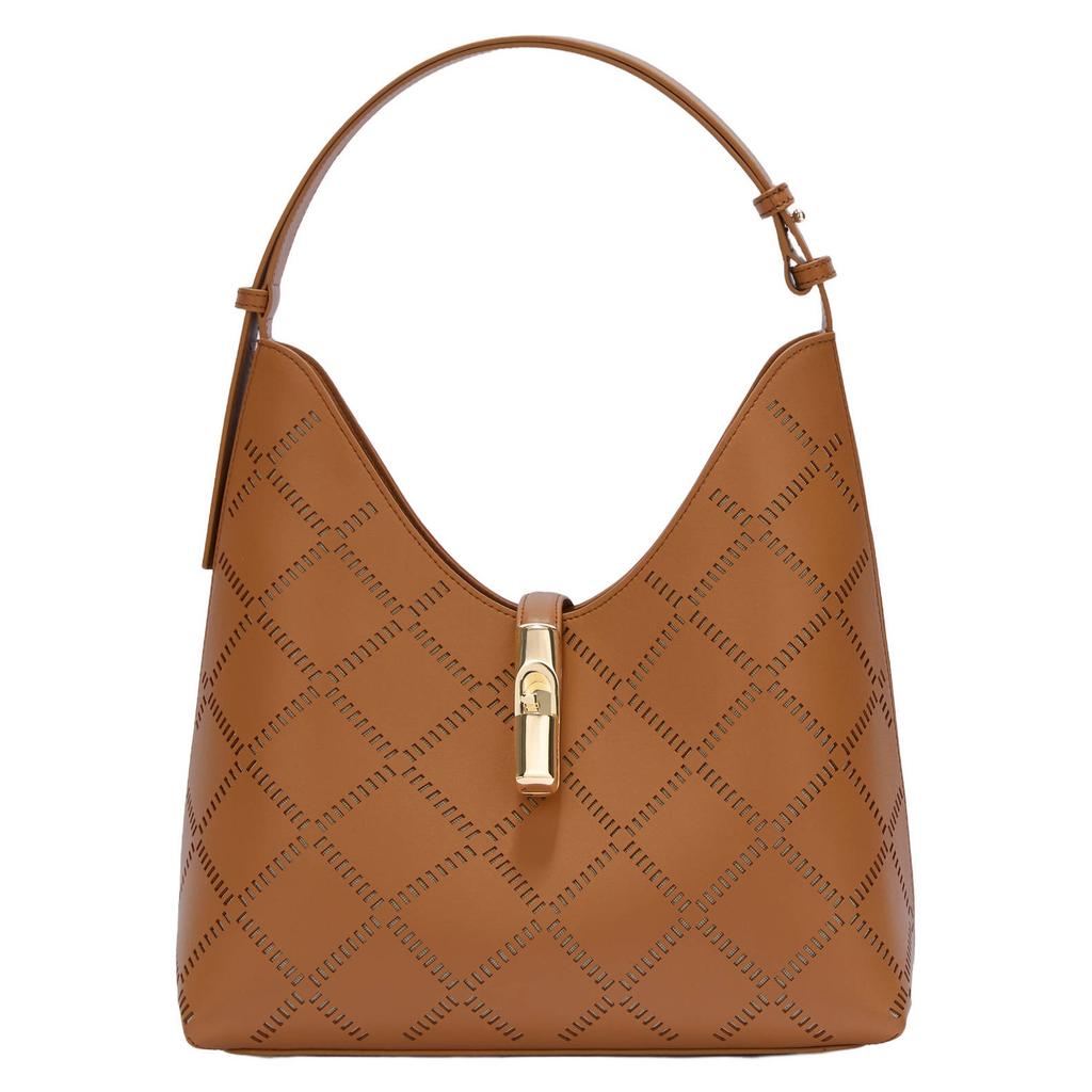 Furla leren schoudertas Goccia M cognac