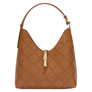 leren schoudertas Goccia M cognac
