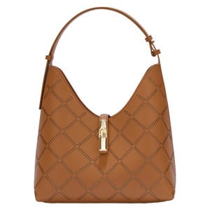 leren schoudertas Goccia M cognac