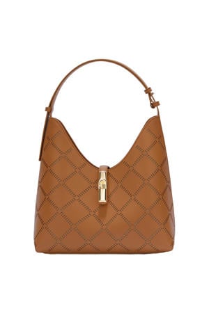 leren schoudertas Goccia M cognac