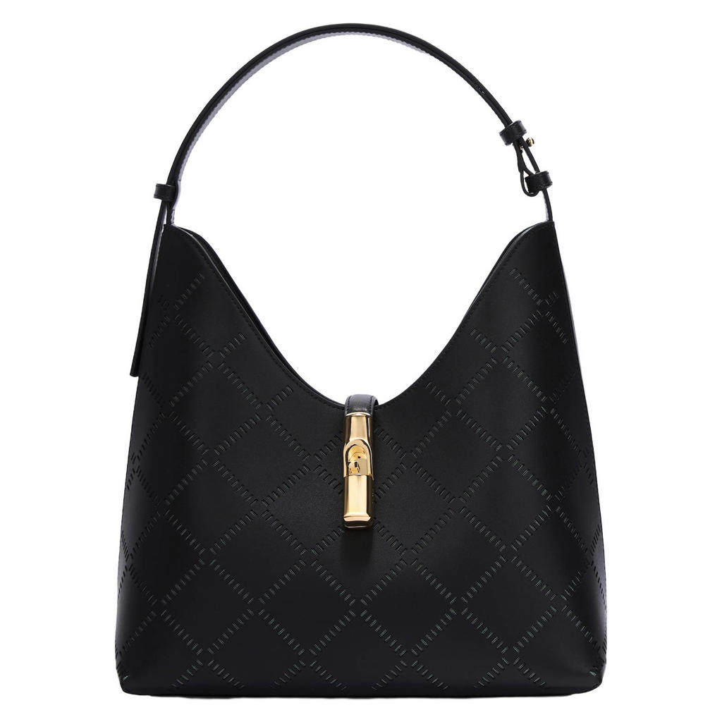 Furla leren schoudertas Goccia M zwart