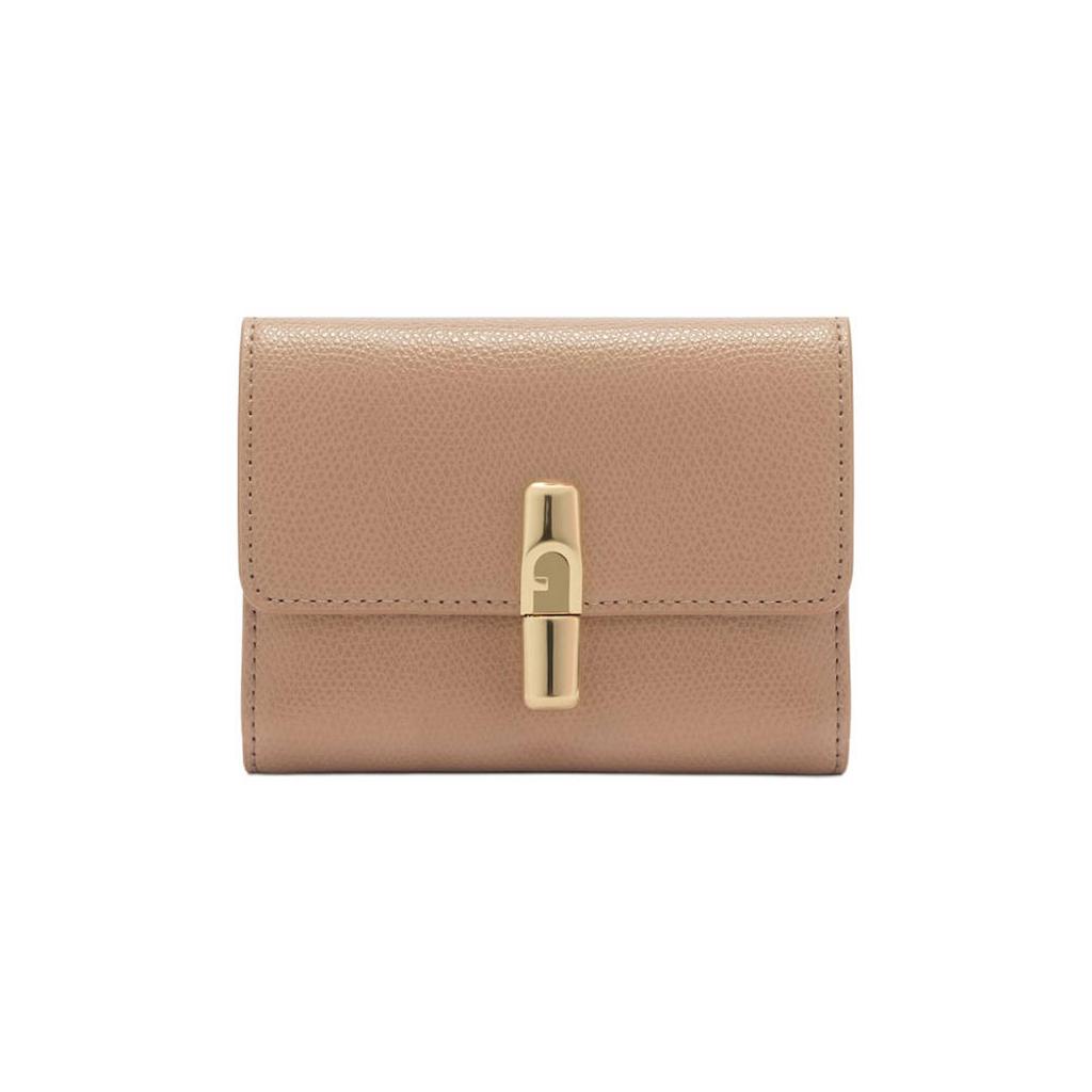 Furla leren portemonnee Iride S beige