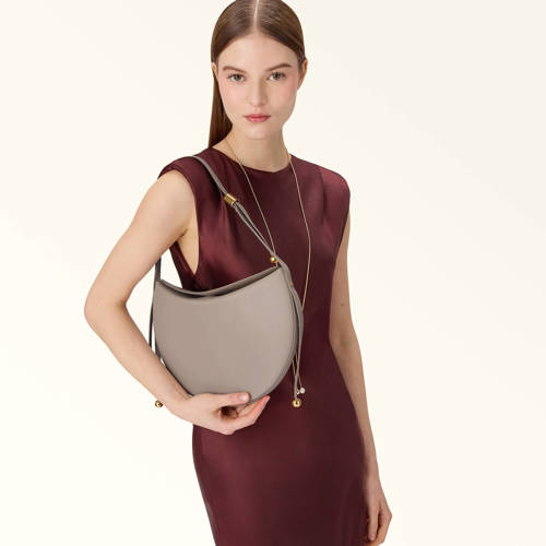 Furla leren schoudertas Moonstone beige afbeelding