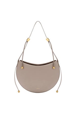 leren schoudertas Moonstone beige