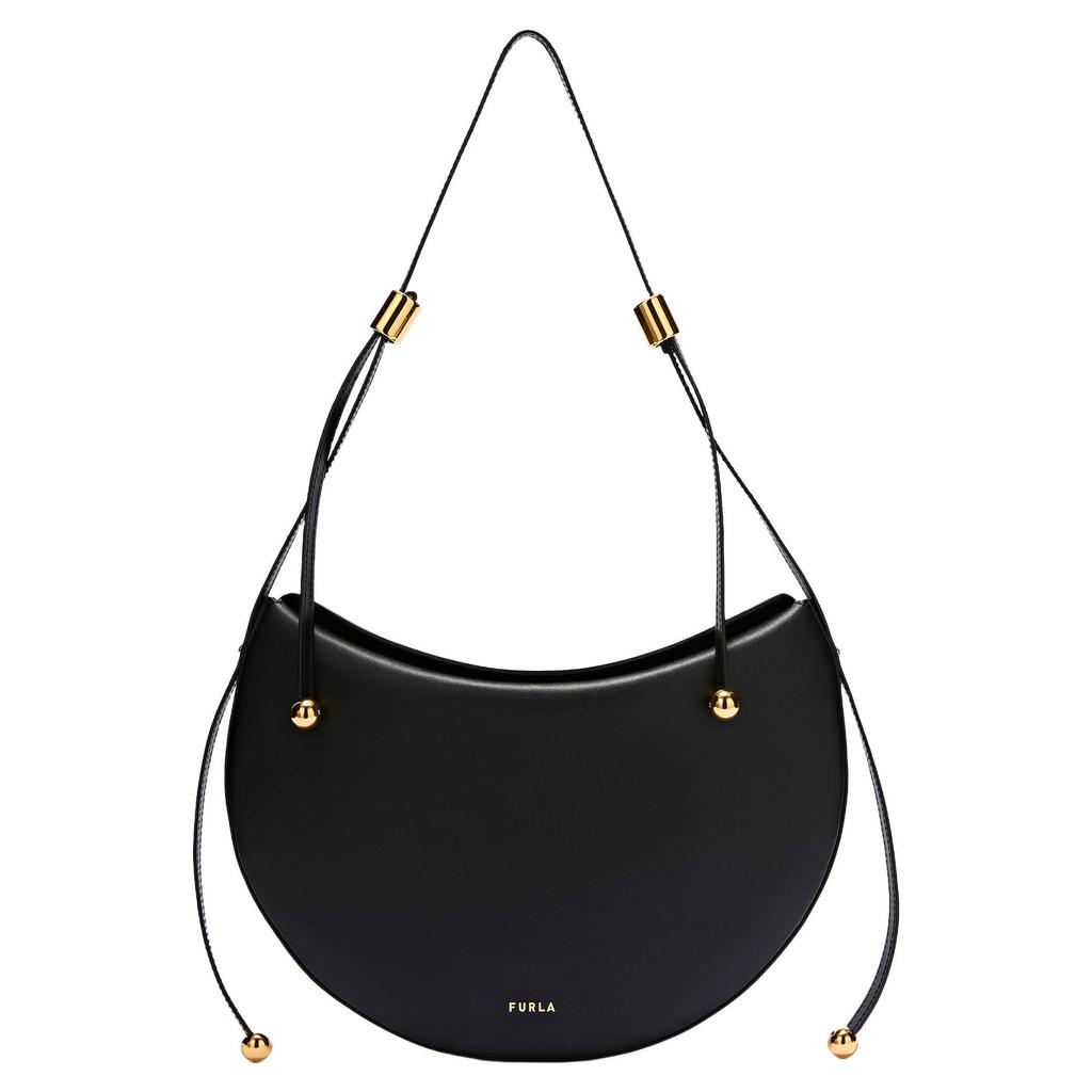 Furla leren schoudertas Moonstone zwart
