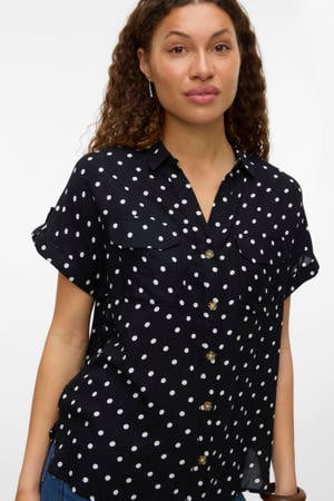 blouse zwart met stippen