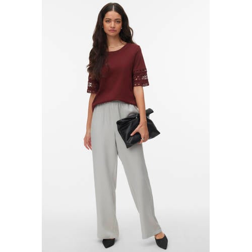 VERO MODA wide leg high waist casual broek grijsblauw afbeelding