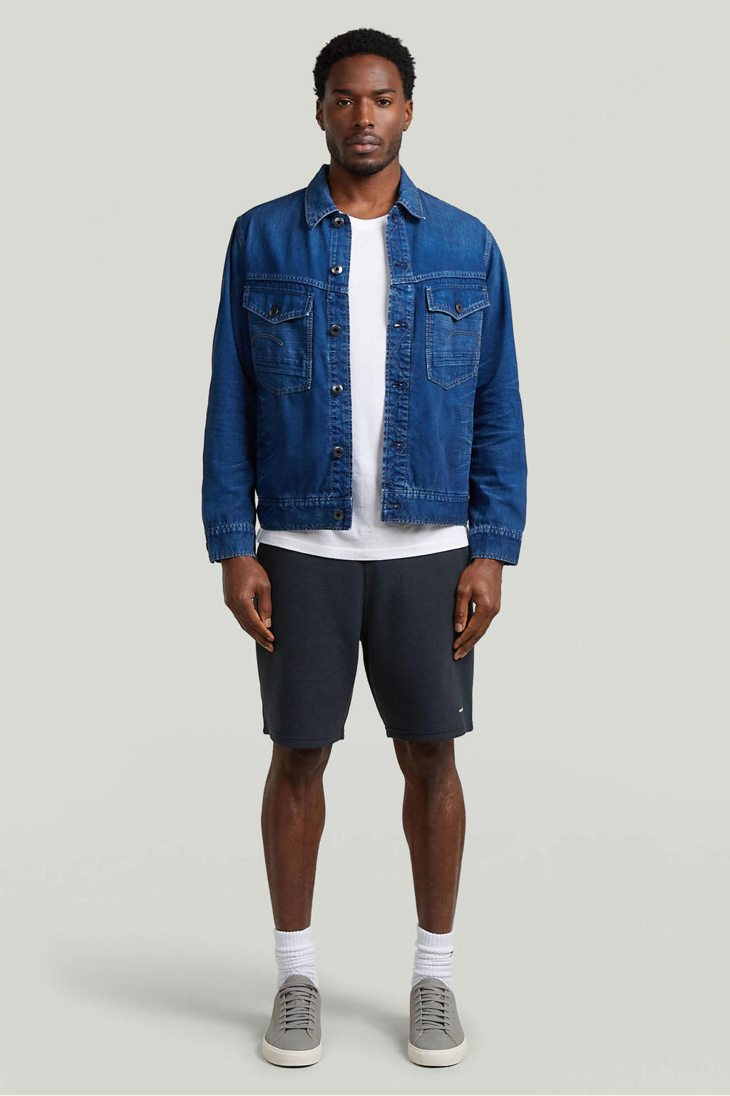 G-STAR slim regular waist sweatshort donkerblauw
