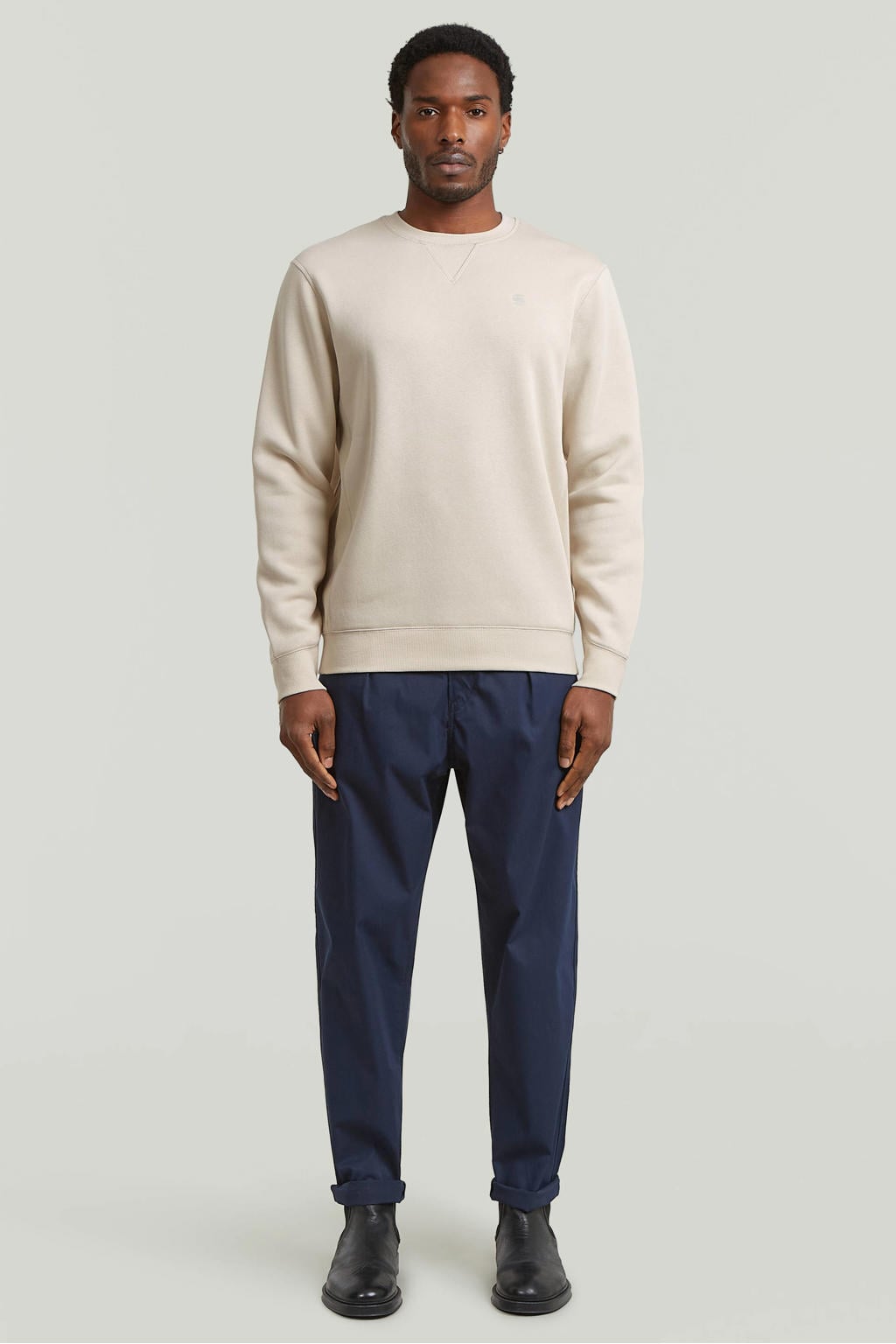 G-STAR tapered casual broek donkerblauw