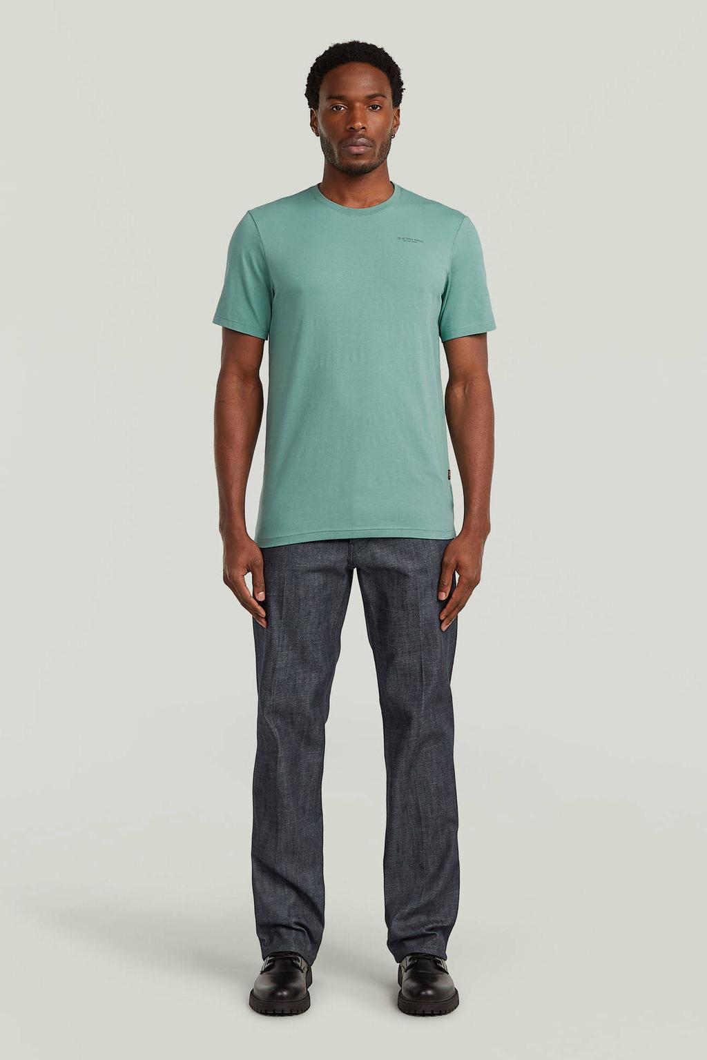 Blauwe heren G-STAR slim T-shirt van katoen met effen, korte mouwen en ronde hals