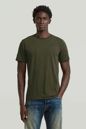 slim T-shirt donkergroen
