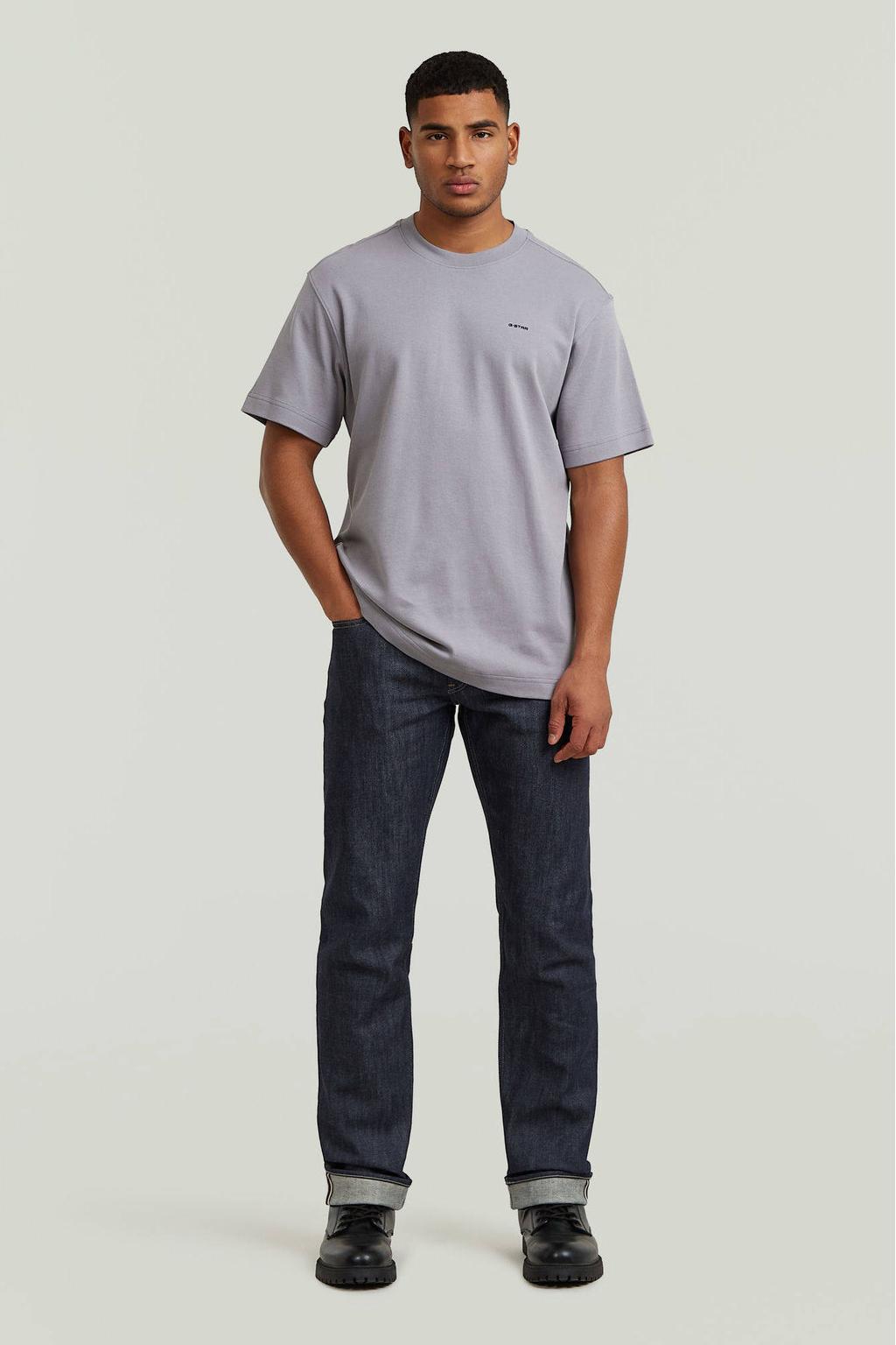 Grijze heren G-STAR regular T-shirt van katoen met effen, korte mouwen en ronde hals