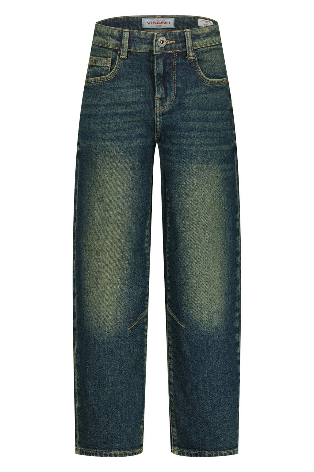 Medium blue denim jongens Vingino Relaxed loose fit jeans van denim met regular waist en effen