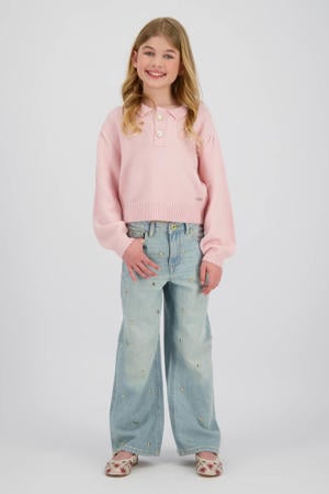 wide leg jeans wide leg jeans met hartjes light blue denim