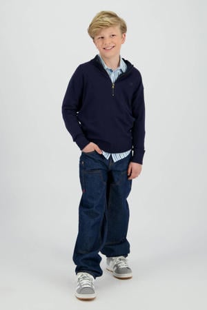 trui donkerblauw fijn gebreid