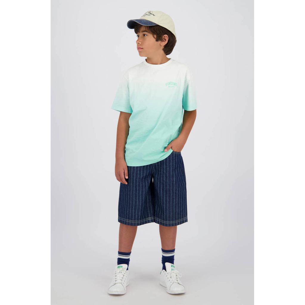 Mintgroen en witte jongens Vingino T-shirt van katoen met dip-dye effect, korte mouwen en ronde hals