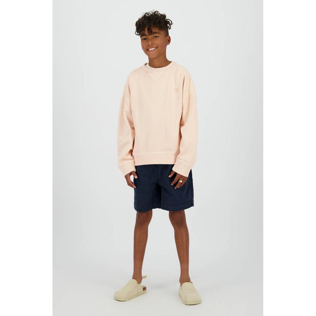 Zwarte jongens Vingino loose casual short van katoen met high waist, elastische tailleband en effen