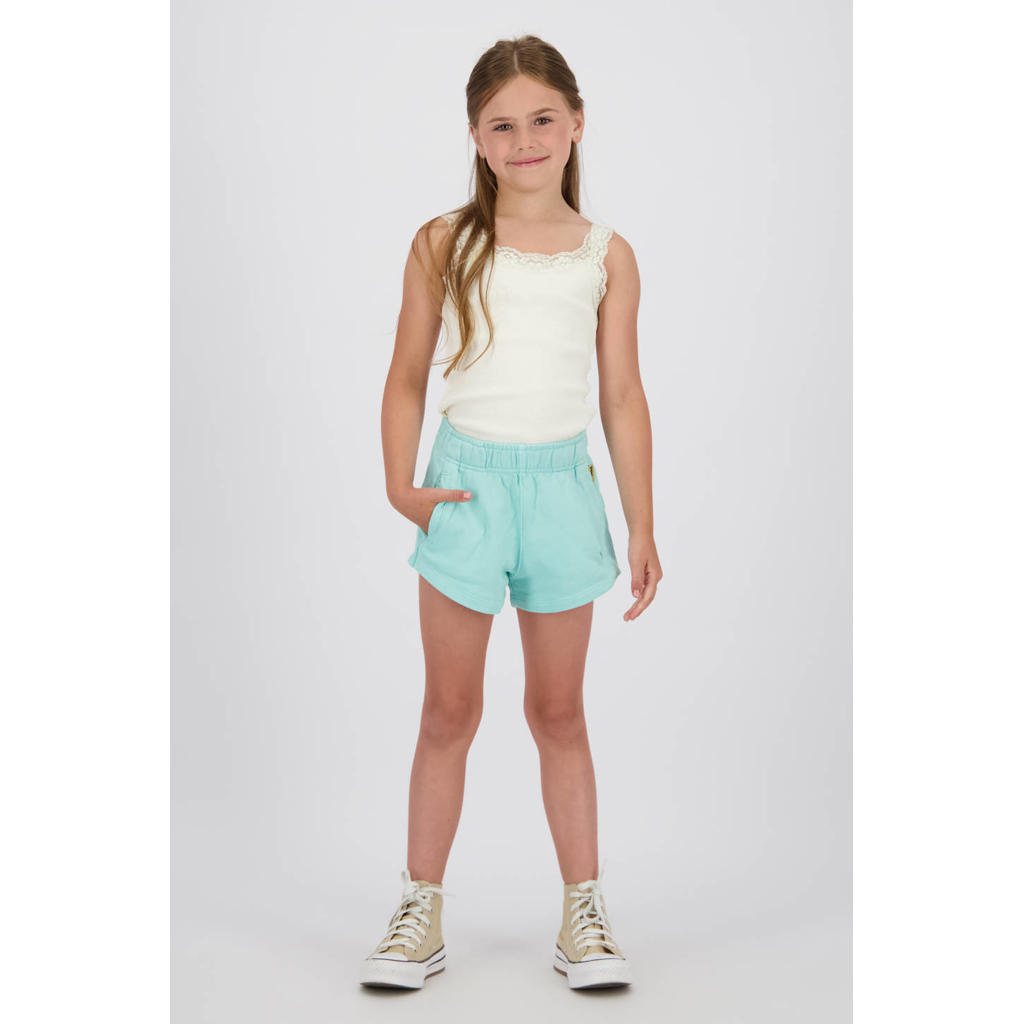 Witte meisjes Vingino singlet van stretchkatoen met effen, ronde hals en sierbandjes