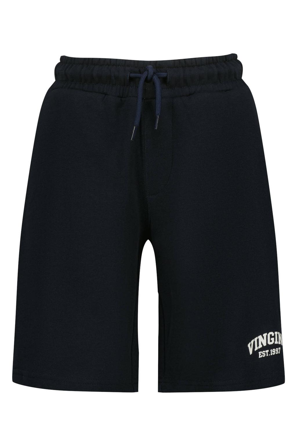 Zwarte jongens Vingino loose sweatshort met high waist en elastische tailleband met koord