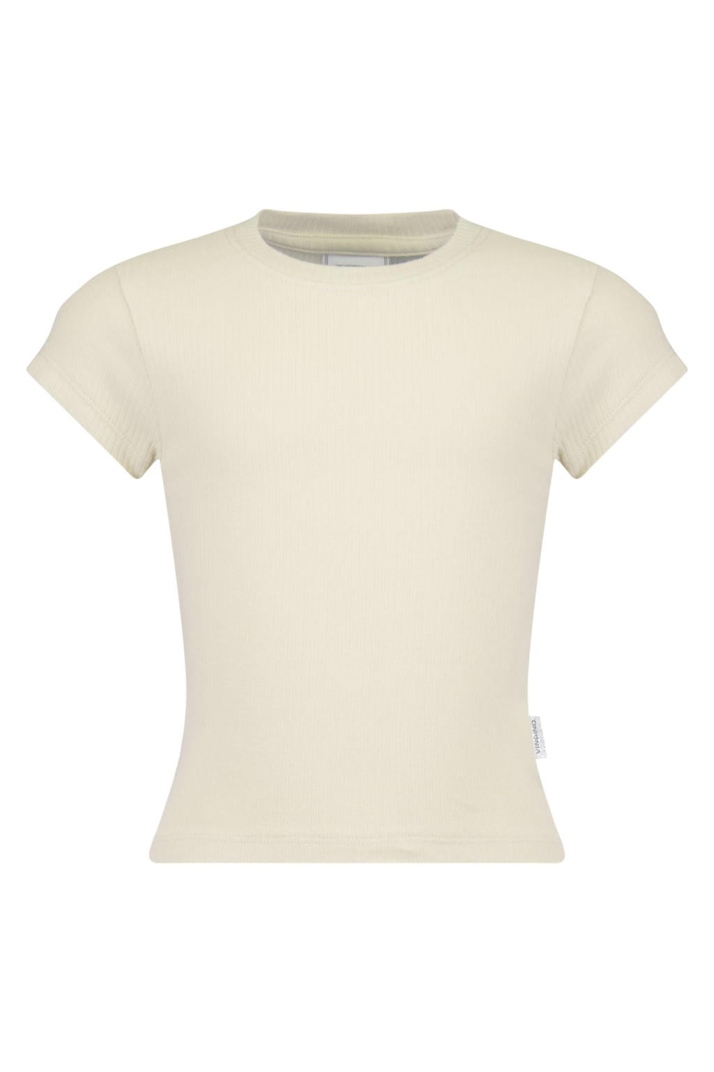 Witte meisjes Vingino T-shirt van katoen met effen, korte mouwen en ronde hals