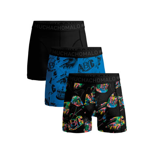 Muchachomalo boxershort blauw/zwart (set van 3) – Zwart blauw