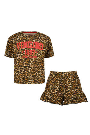 shortama met panterprint bruin