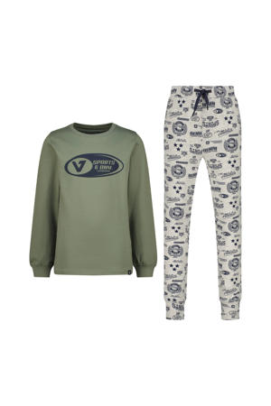 pyjama met all over print olijfgroen