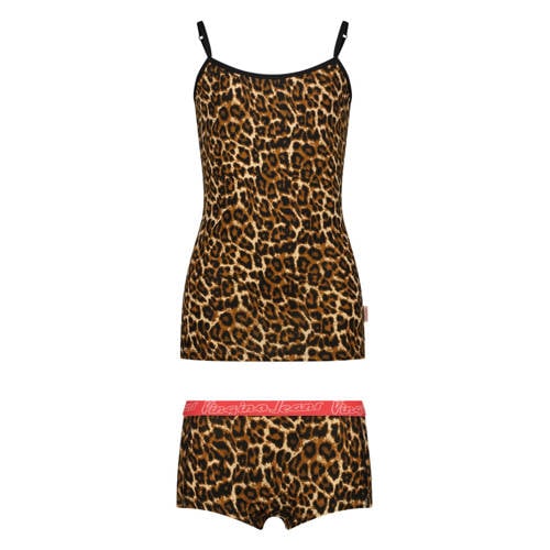 Vingino singlet + short met panterprint bruin