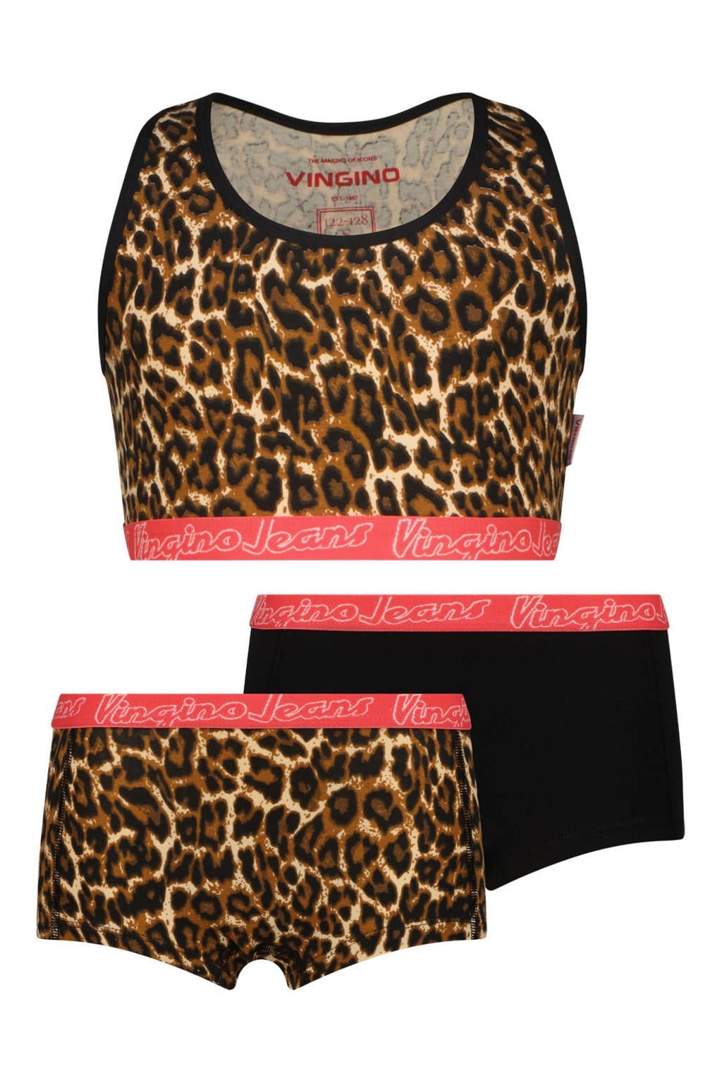 Vingino bh top + 2 shorts bruin/oranje