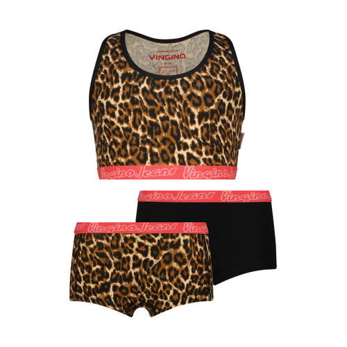 Vingino bh top + 2 shorts bruin/oranje