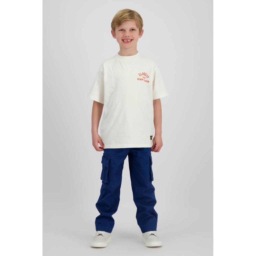 Witte jongens Vingino T-shirt van katoen met printopdruk, korte mouwen en ronde hals