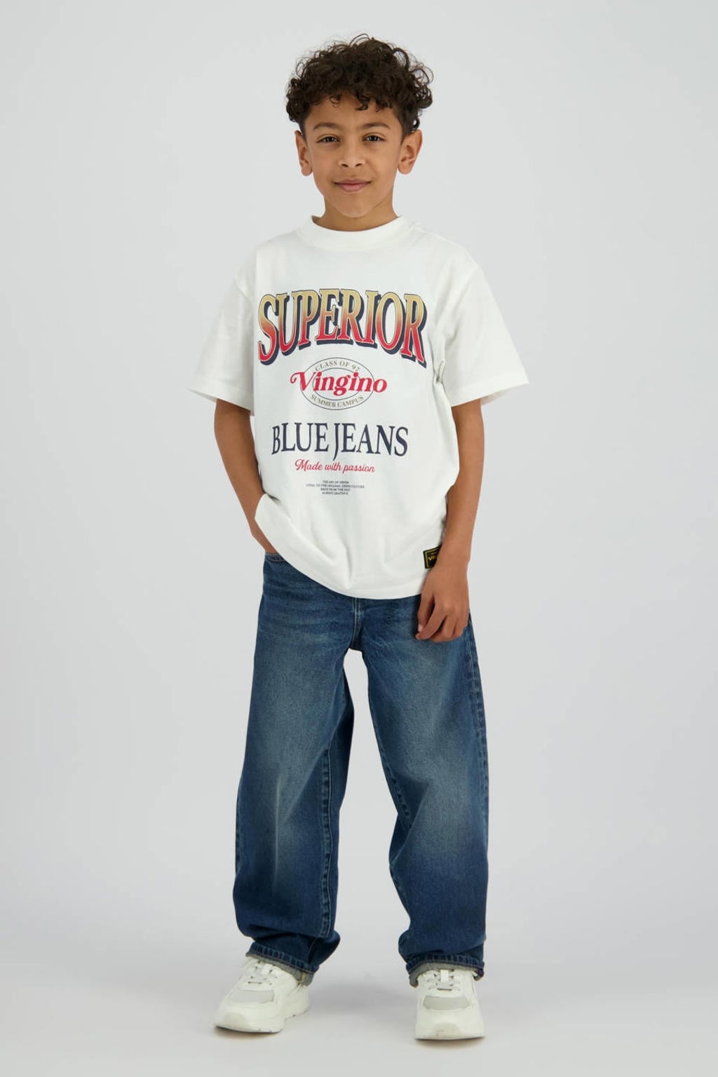 Dark blue denim jongens Vingino baggy jeans dark blue van denim met effen