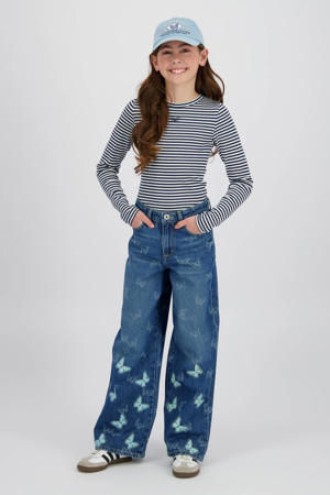 high waist wide leg jeans medium blue denim