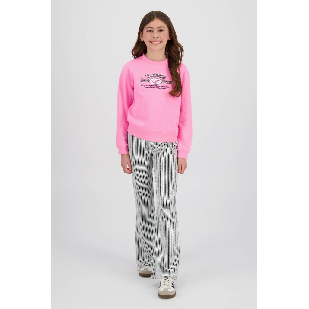 Roze meisjes Vingino sweater met printopdruk, lange mouwen, ronde hals en geribde boorden