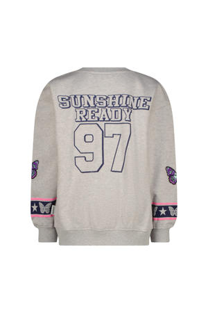 sweater met backprint grijs melange